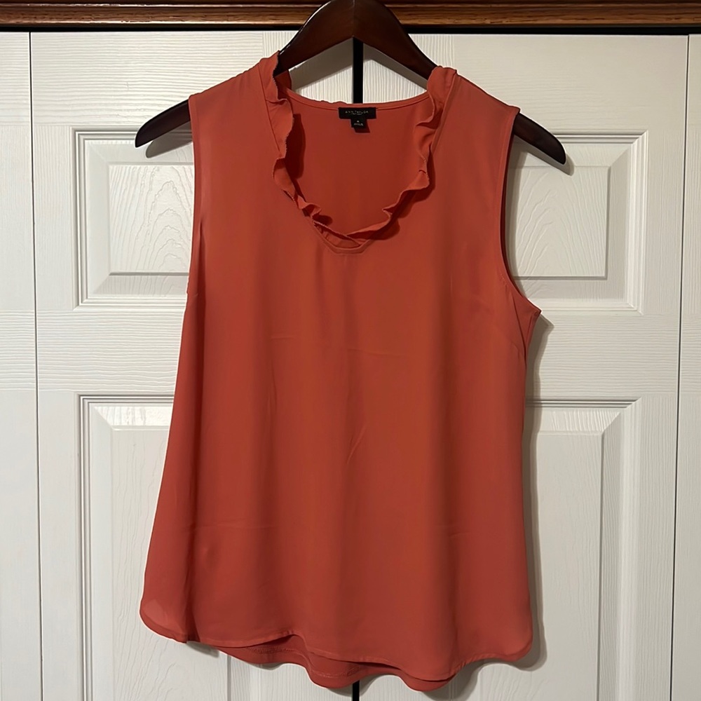 * NWOT * Ann Taylor Loft, sleeveless tank blouse, muted coral, size medium.